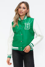 Load image into Gallery viewer, Love Me Now PU Leather Contrast Snap Down Bomber Jacket
