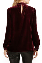 Load image into Gallery viewer, Cutout Long Sleeve Velvet Blouse

