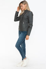 Load image into Gallery viewer, Snobbish Faux Leather Zip Up Mock Neck Jacket
