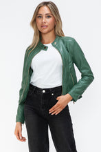 Load image into Gallery viewer, Snobbish Faux Leather Zip Up Drawstring Hooded Jacket
