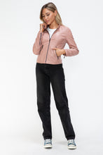 Load image into Gallery viewer, Snobbish Faux Leather Zip Up Drawstring Hooded Jacket
