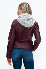 Load image into Gallery viewer, YMI Faux Layered Double-Zipper Jacket with Fuzzy Hood
