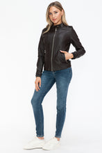 Load image into Gallery viewer, Snobbish PU Leather Biker Jacket with Side Zip Pockets
