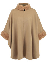 Load image into Gallery viewer, Fuzzy Trim Long Sleeve Poncho
