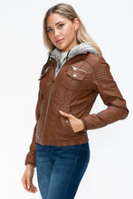 Load image into Gallery viewer, YMI Removable Faux Layered Multi-Pocket Jacket with Fuzzy Hood
