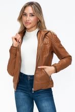 Load image into Gallery viewer, YMI Faux Layered Double-Zipper Jacket with Fuzzy Hood
