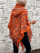 Load image into Gallery viewer, Fringe Contrast Hooded Poncho
