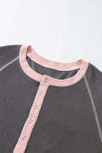 Load image into Gallery viewer, Textured Contrast Stitching Raglan Sleeve Top
