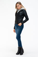 Load image into Gallery viewer, YMI Removable Faux Layered Multi-Pocket Jacket with Fuzzy Hood

