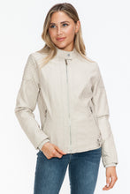 Load image into Gallery viewer, Snobbish Faux Leather Biker Jacket with Side Zip Pockets
