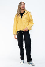 Load image into Gallery viewer, How Dare U Drawstring Hem PU Leather Zip Up Jacket
