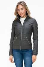Load image into Gallery viewer, YMI Faux Layered Double-Zipper Jacket with Fuzzy Hood
