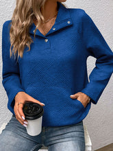 Load image into Gallery viewer, Perfee Half Buttoned Collared Neck Sweatshirt with Pocket
