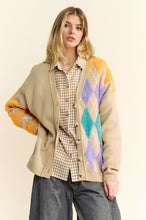 Load image into Gallery viewer, Davi &amp; Dani Argyle V-Neck Dropped Shoulder Cardigan
