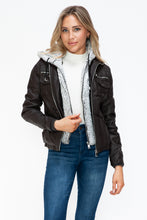 Load image into Gallery viewer, YMI Removable Faux Layered Multi-Pocket Jacket with Fuzzy Hood
