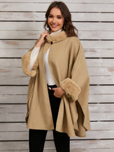 Load image into Gallery viewer, Fuzzy Trim Long Sleeve Poncho

