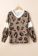 Load image into Gallery viewer, Leopard V-Neck Long Sleeve Blouse
