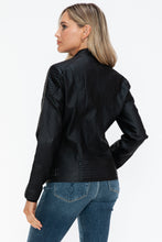 Load image into Gallery viewer, Snobbish Faux Leather Biker Jacket with Side Zip Pockets

