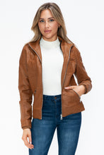 Load image into Gallery viewer, YMI Faux Layered Double-Zipper Jacket with Fuzzy Hood
