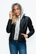 Load image into Gallery viewer, YMI Faux Layered Double-Zipper Jacket with Fuzzy Hood
