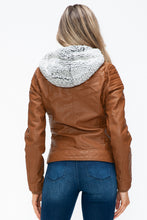 Load image into Gallery viewer, YMI Faux Layered Double-Zipper Jacket with Fuzzy Hood
