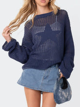 Load image into Gallery viewer, Star Round Neck Long Sleeve Knit Top
