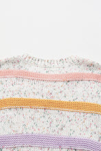 Load image into Gallery viewer, Contrast Striped Round Neck Dropped Shoulder Sweater
