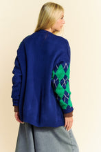 Load image into Gallery viewer, Davi &amp; Dani Argyle V-Neck Dropped Shoulder Cardigan
