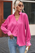 Load image into Gallery viewer, Texture Collared Neck Long Sleeve Shirt
