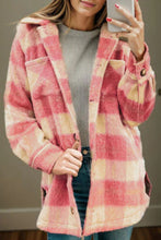 Load image into Gallery viewer, Slit Plaid Collared Neck Shacket
