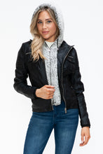 Load image into Gallery viewer, YMI Removable Faux Layered Multi-Pocket Jacket with Fuzzy Hood
