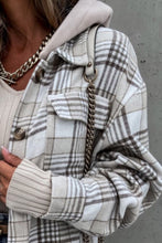 Load image into Gallery viewer, Plaid Button Up Jacket with Removable Hood
