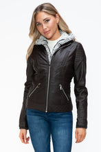 Load image into Gallery viewer, YMI Faux Layered Double-Zipper Jacket with Fuzzy Hood
