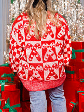 Load image into Gallery viewer, Candy Cane Contrast Round Neck Sweater
