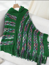 Load image into Gallery viewer, Fringe Contrast Hooded Poncho
