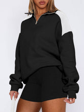 Load image into Gallery viewer, Contrast Quarter Zip Long Sleeve Sweatshirt
