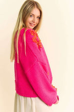 Load image into Gallery viewer, Davi &amp; Dani Floral Applique Open Front Drop Shoulder Cardigan
