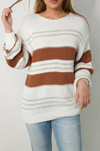 Load image into Gallery viewer, Striped Round Neck Dropped Shoulder Sweater
