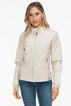 Load image into Gallery viewer, Snobbish Faux Leather Biker Jacket with Side Zip Pockets
