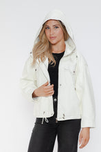 Load image into Gallery viewer, How Dare U Drawstring Hem PU Leather Zip Up Jacket
