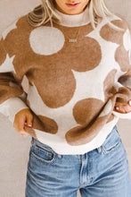 Load image into Gallery viewer, Contrast Flower Mock Neck Long Sleeve Sweater
