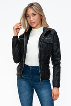 Load image into Gallery viewer, YMI Removable Faux Layered Multi-Pocket Jacket with Fuzzy Hood
