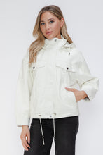 Load image into Gallery viewer, How Dare U Drawstring Hem PU Leather Zip Up Jacket

