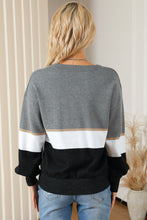 Load image into Gallery viewer, Color Block V Neck Long Sleeve Sweater
