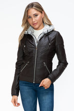 Load image into Gallery viewer, YMI Faux Layered Double-Zipper Jacket with Fuzzy Hood
