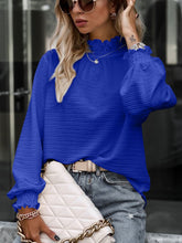 Load image into Gallery viewer, Smocked Frill Mock Neck Long Sleeve Blouse
