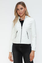 Load image into Gallery viewer, Snobbish Faux Leather Zip Up Drawstring Hooded Jacket
