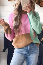 Load image into Gallery viewer, Color Block Mock Neck Ribbed Trim Sweater
