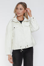 Load image into Gallery viewer, How Dare U Drawstring Hem PU Leather Zip Up Jacket
