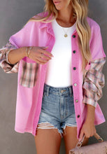 Load image into Gallery viewer, Plaid Button Up Shacket with Chest Pockets
